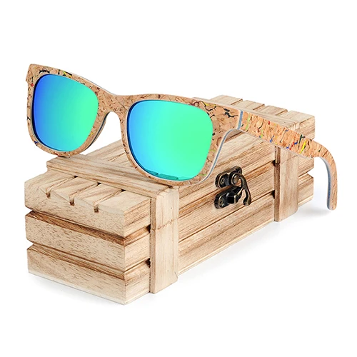 BOBO солнечные очки «Птица» женские красочные рамки поляризованные Модные Винтажные деревянные очки для подарка oculos de sol feminino AG021 - Цвет линз: AG021green