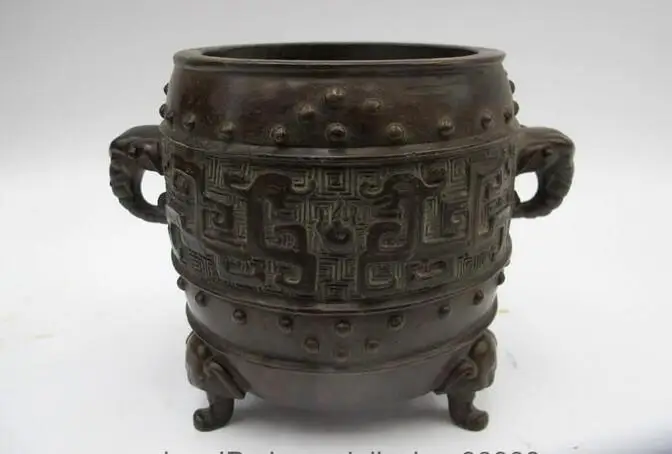 

Chinese Royal Pure Bronze Elephant ears Dragon Wild animal Incense Burner