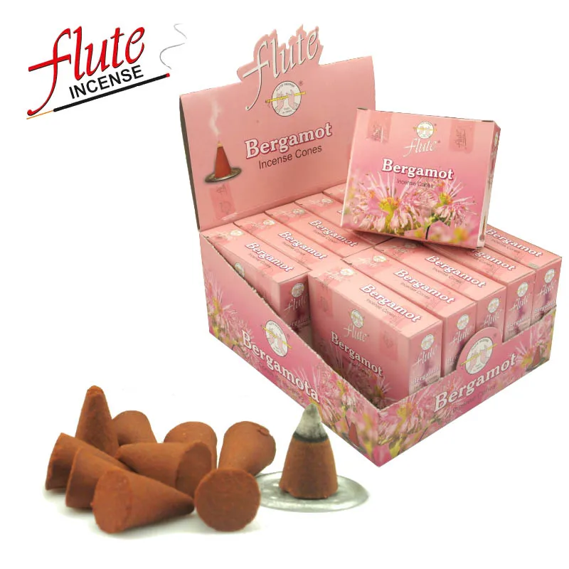 

FLUTE 10 Cones/Pack Bergamot Aroma Spice Cone Incense Hand Rolled from Indian Moderate Fragrance Incense Cone For Meditation