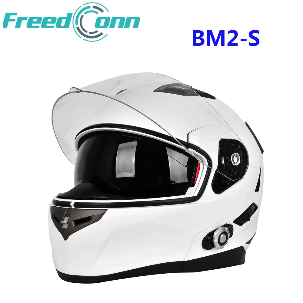 palo Excavación Comprimido Casco de motocicleta de doble lente, sistema de intercomunicación BT  incorporado con Radio FM, impermeable, Bluetooth, BM2 S|Cascos| - AliExpress