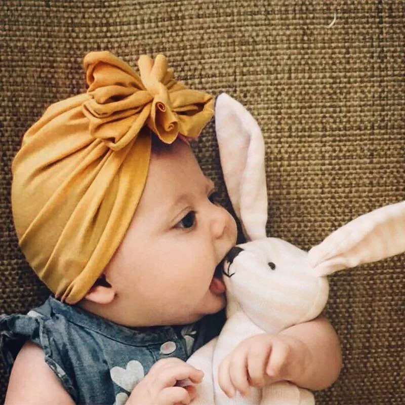 

Bow Kids Cap Bonnet Girls Hat New Baby Boy Hat Soft Cotton Newborn Baby Girl Hat India Style Photography Props 0-2Y