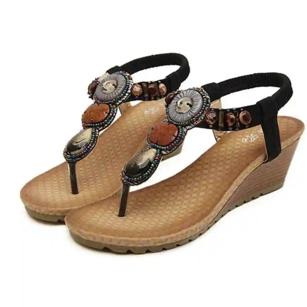 

SAGACE 2018 Hot Sale Brand Bohemia Wedge Women Sandals Summer Vintage Rhinestone Girls Flip Flops Beach Women Shoes