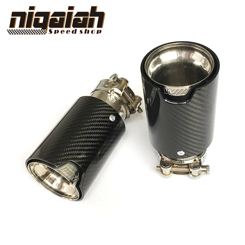 2PCS Brand New Car Carbon Fiber Exhaust End Tail Tips 2.5'' in, 3.5