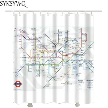 

Moscow subway shower curtain white waterproof fabric waterproof cheap drop shipping bath curtain for bathroom