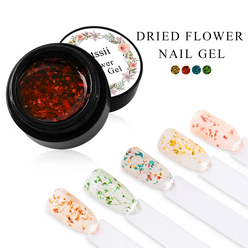 Mtssii Floral Gel Varnish Fairy Nail Gel Polish Dried Flowers Design Gel Lacquer 5ml Lasting UV Soak Off Gel Nail Polish 1 PC