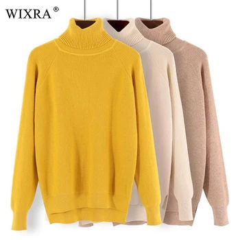 

Wixra Women Soft Sweaters Autumn Winter Turtleneck Pullover All Base Match Loose Solid Sweaters Sweater For Women