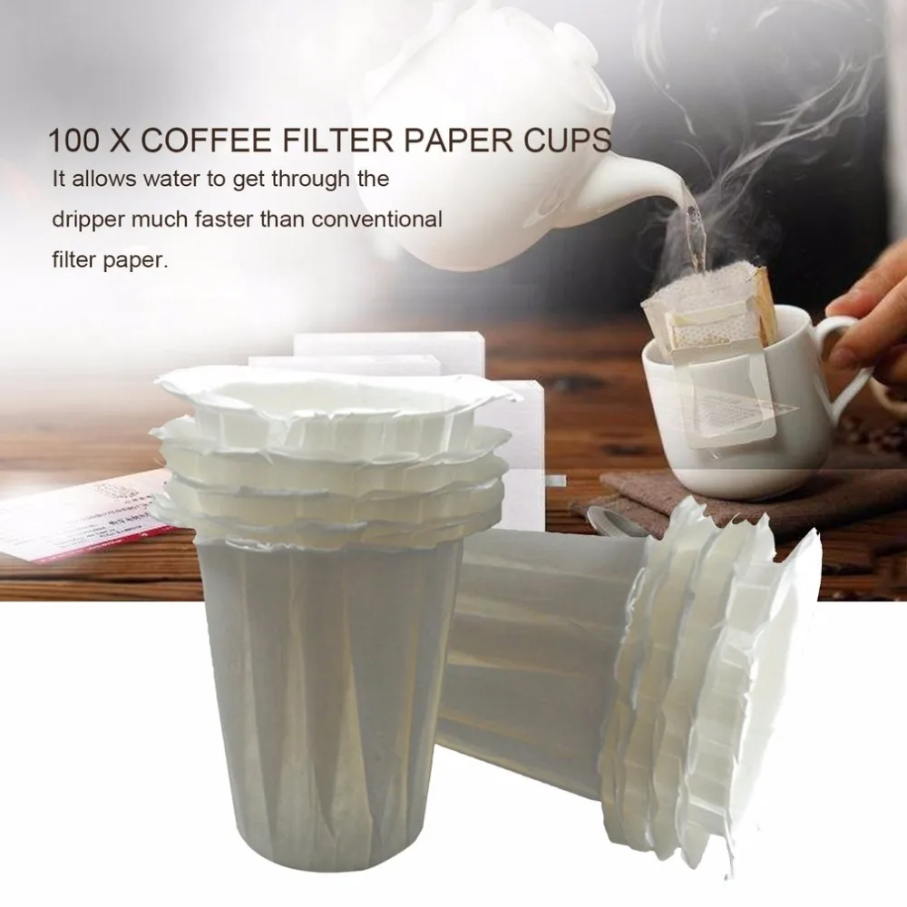100pcs/Set White Coffee Filters Single Serving Paper Cup For Coffee