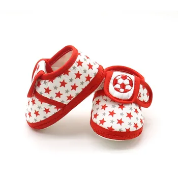 

Soft Sole Baby Girls Boys Shoes New Cute Star Soccer Pattern Cotton First Walkers Toddler Moccasins Black Red Blue #06