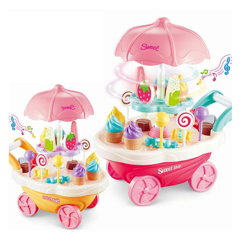 

Simulation Small Carts Candy Cart Ice Cream Shop Supermarket Children Playing Home Toys for Girl Gifts