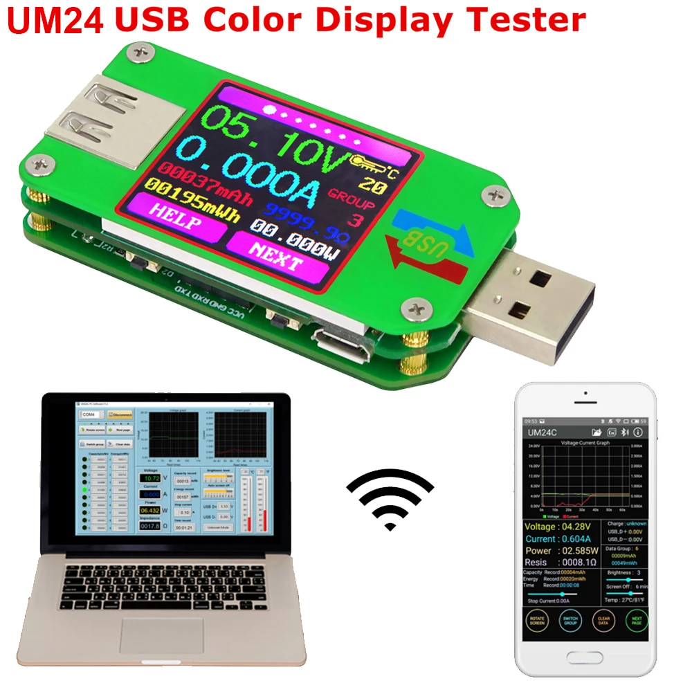 UM24 UM24C Для APP USB 2 0 ЖК дисплей Вольтметр Амперметр измеритель заряда батареи