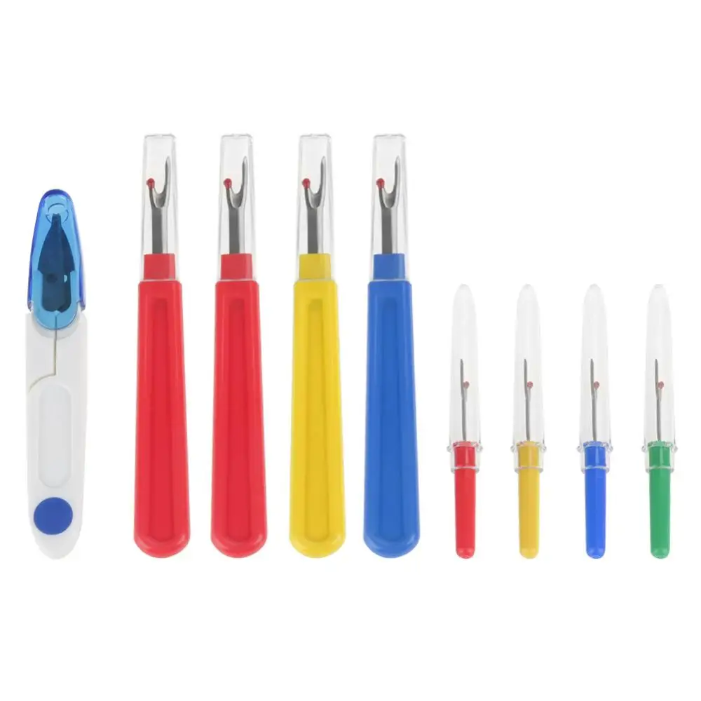 

9 in 1 Sewing Tools Handle Craft Thread Cutter Seam Ripper Plastic and Scissors Thread Cutting Tool Kit Set Unpicking Tool
