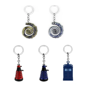 

Fashion Movie Hot Sell Doctor Who Keyring Dr. Mysterious Blue Color Dalek Tardis Police Box Keychain Chaveiro For Men&Women
