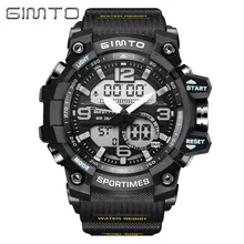 GIMTO Mode Numérique Sport Montre Hommes Marque Horloge Plongée LED Choc Montres Mâle Militaire Dual Time Montre-Bracelet Étanche Relogio