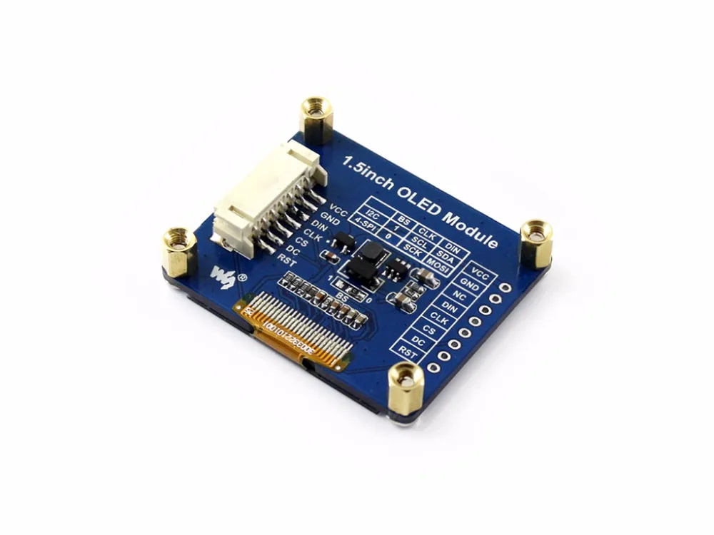 Модуль OLED Waveshare SSD1327 1 5x128 128 дюйма 16 бит интерфейс SPI/I2C с примерами (Raspberry