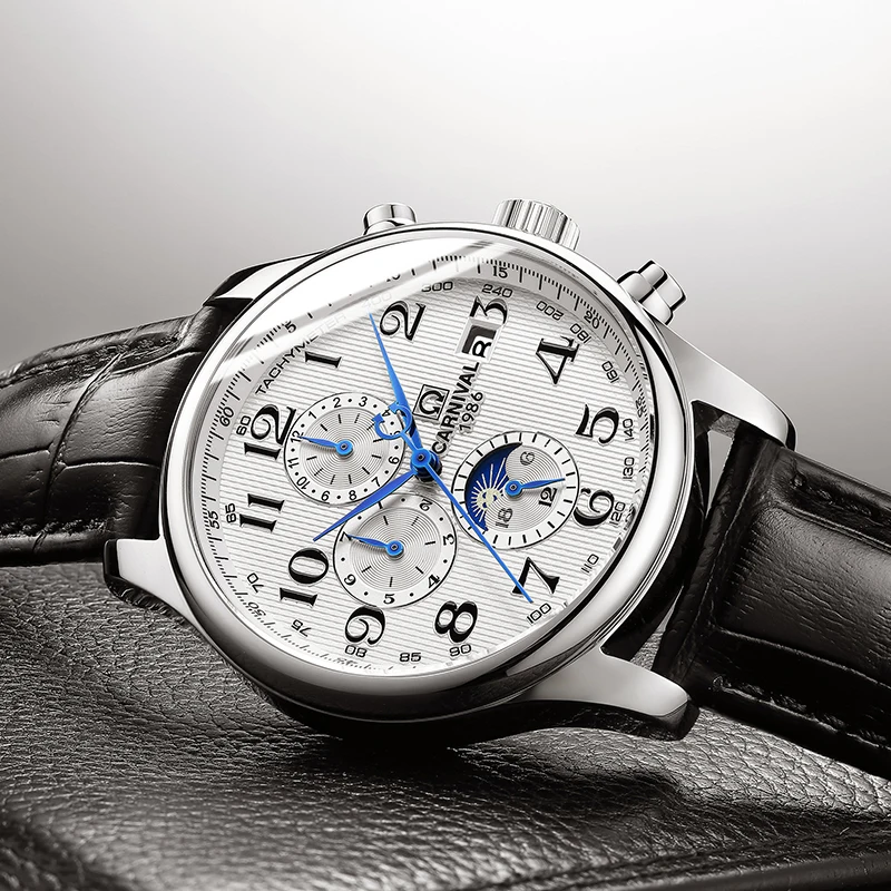 CARNIVAL Blue Hand Multifunction Automatic Mechanical Men font b Watch b font TopBrand Luxury Business font