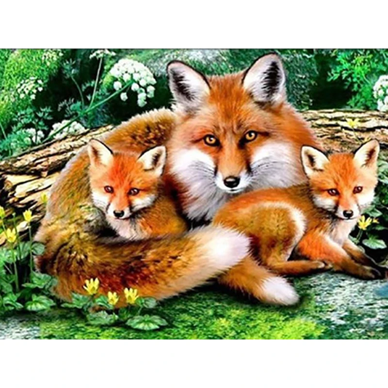 

5D Diamond Painting full Set Fox Family Round Rhinestone Picture Embroidery Sale Diamond Mosaic animals kit Home Decor Drop Ship