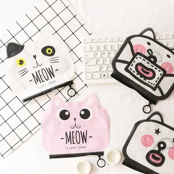 

Cute Cartoon Stationery Storage Bag Creative Cartoon Cat Translucent Frosted Waterproof File Bag Zipper Bag