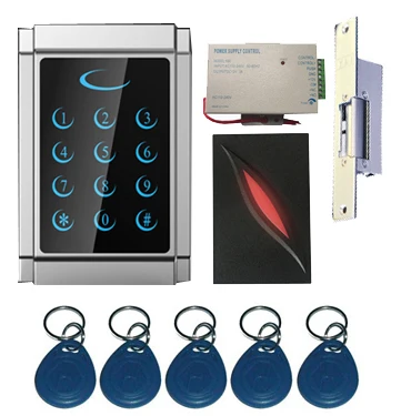 

New Arrival Standalone Touch Key RFID Access Control System Kit with Electric Strike & External Reader