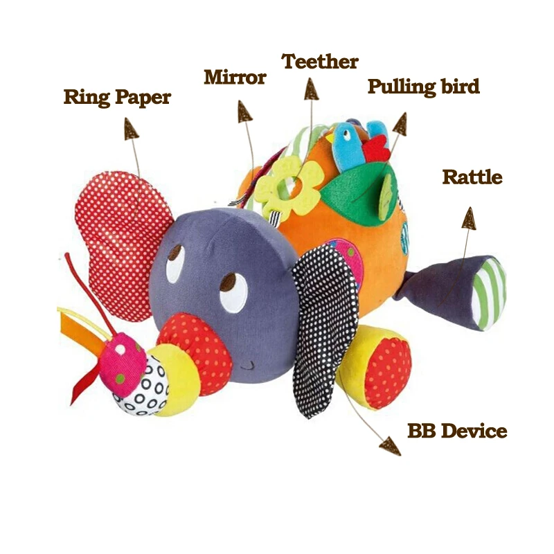 Развивающие игрушки для детей от 0 до 12 месяцев, Мультяшные плюшевые детские погремушки со слоном, игрушки для малышей