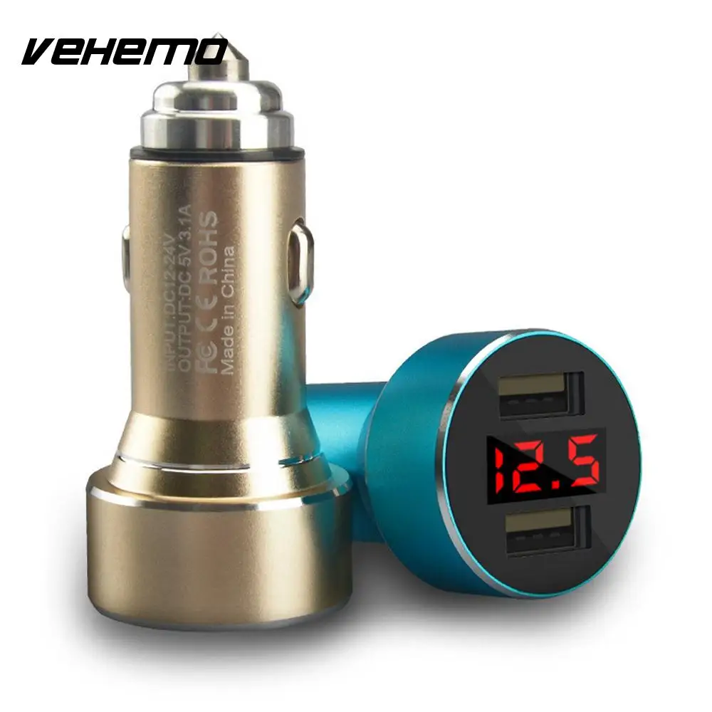 

safety hammer car charger mini Car adapter 2USB 12/24V 3.1A Voltage detection Digital display Intelligent charging fast Auto