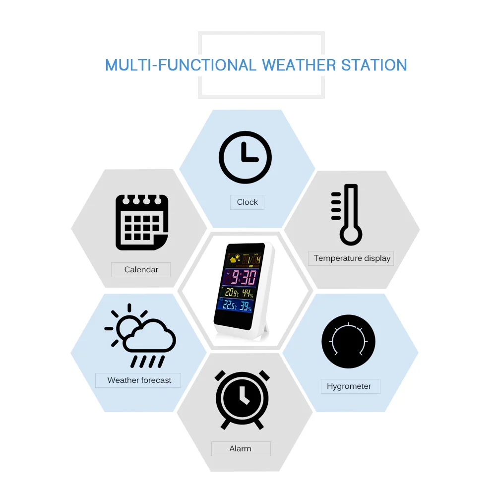 YGH391 Multi-functional Humidity Temperature Detector Sensor Weather Station Alarm Clock