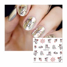 YZWLE, 1 лист, наклейки для ногтей, мультяшный водный клей, фольга, инструмент для украшения ногтей для нейл-арта, Водные наклейки, 3d дизайн, наклейки для ногтей, макияж 110