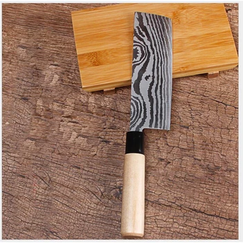 

1Pcs 5"inch chef knife Imitation Japanese Damascus steel Filleting Knife kitchen knives Utility Santoku Cleaver Knife gift