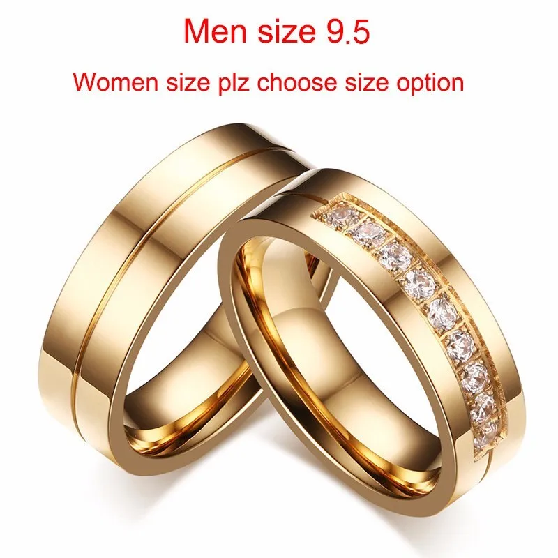 Vnox 1 пара свадебные Кольца для Для женщин Для мужчин Пара Обещание группа Нержавеющая сталь Юбилей Обручение Jewelry Альянс Bijoux - Цвет основного камня: Add men size 9.5