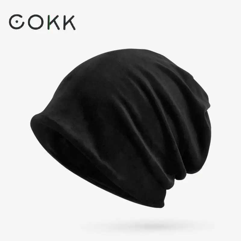 

COKK Winter Hats For Women Men Cashmere Turban Hat Ladies Thick Velvet Warm Cap Outdoor Ski Hat Female Mens' Skullies Beanies