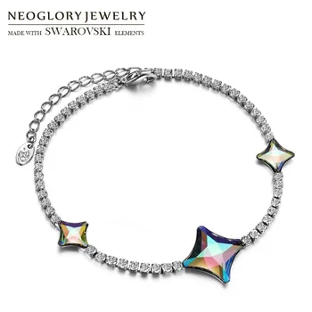 

Neoglory Austria Crystal & Czech Rhinestone Charm Bracelet Shining Star Design Elegant Style Bangle For Romentic Holiday Gift