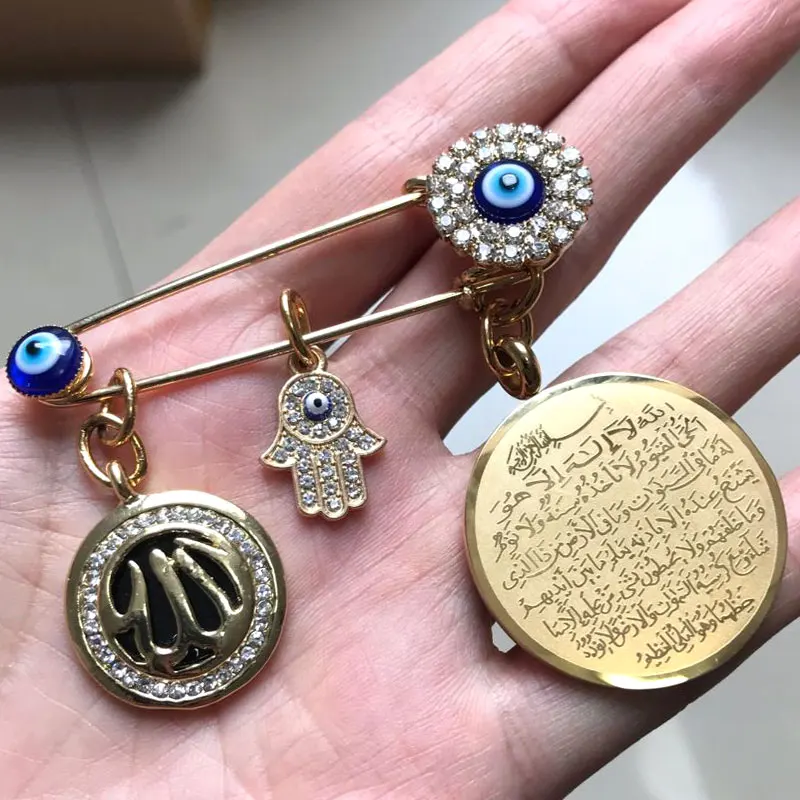 Nazar Hajj Muslim Gifts for Her Umrah Islamic Kids Ayatul Kursi with Initial Necklace Monogram