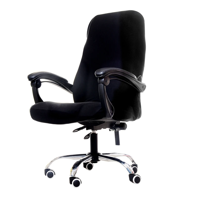 Чехол для компьютерного стула, спандекс, для учебы, офиса, Чехол для стула, эластичный, серый, черный, темно-синий, красный, чехол для кресла, чехол для сиденья, 1 шт - Цвет: Black