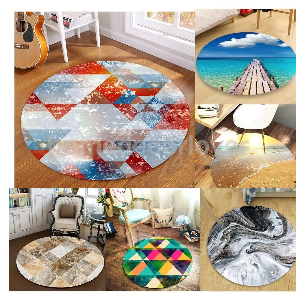 60cm Round 3D Desktop Table Top Countertop Furniture Protection Film Table Sticker PVC Film Decal Murals Cover Film	