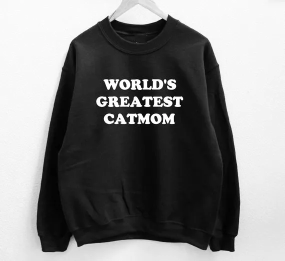 

Skuggnas World's Greatest Catmom Sweatshirt Long Sleeve Fashion Casual Tops Crew Neck aesthetic Jumper High quality Unisex Tops