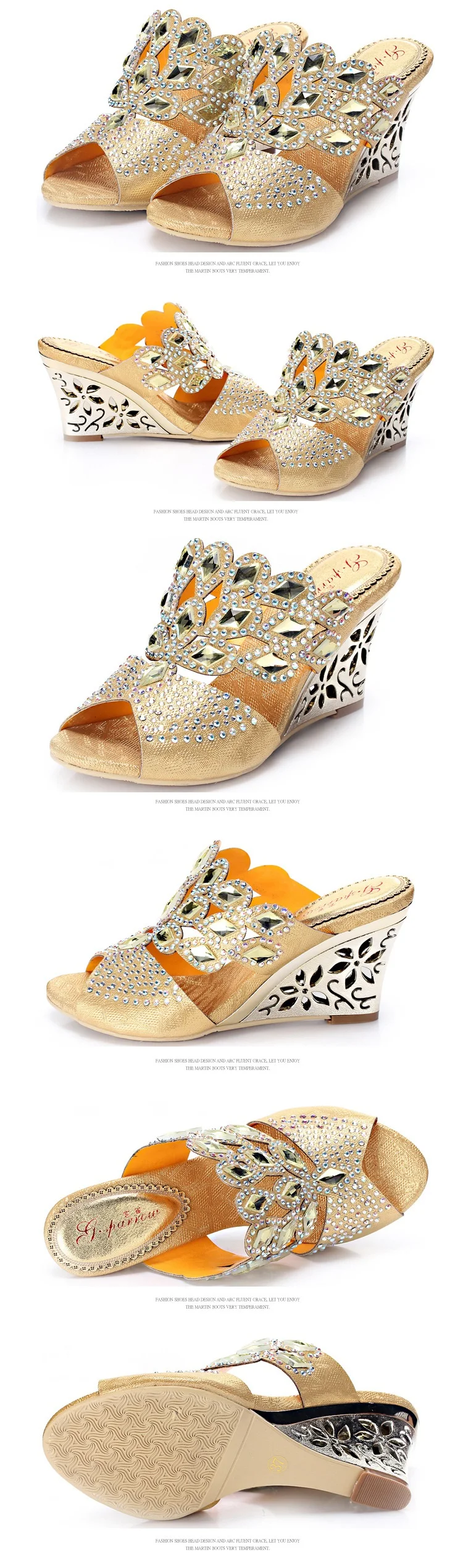 2017 New Summer Women High Heels Slippers Online Shopping Shoes Crystal Rhinestone Wedge Sandal Womens Shoe-5