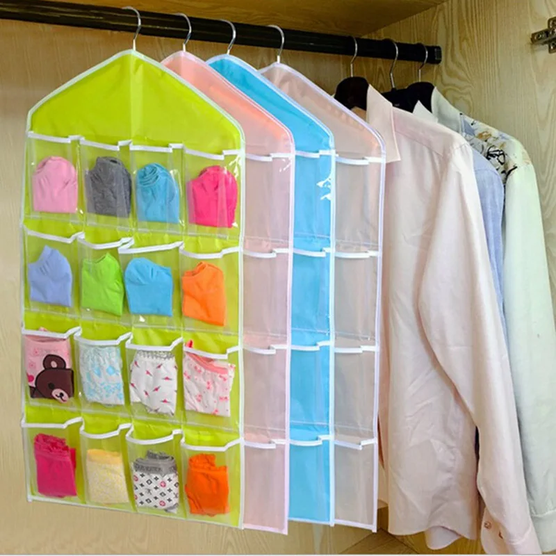 

Thick Multifunction Clear Cosmetic Underwear Sorting Storage Bag Door Wall Hanging Underclothes Clothes Organizer bags