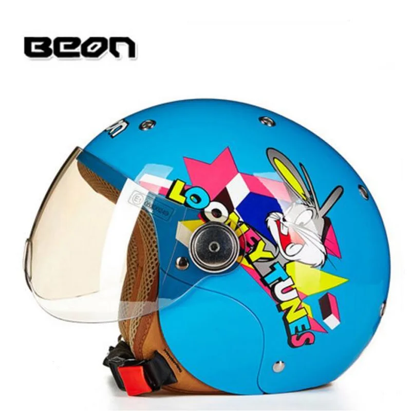 Новая Сертификация ECE BEON летняя безопасность детский мотоцикл шлемы детский мотоцикл шлем изготовлен из абс пластиковый козырек объектив - Цвет: Синий