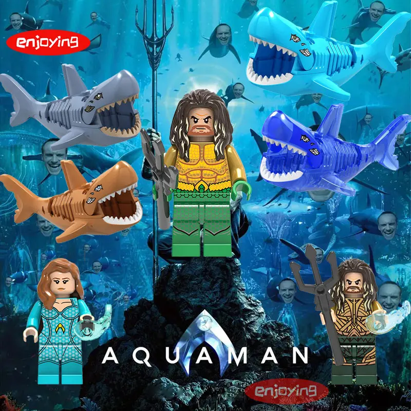 

Aquaman Mera Figures Atlantis Legoing Creator Batman Venom Shark Alien K-2Sso Starwars Mini Building Blocks Toys For Children
