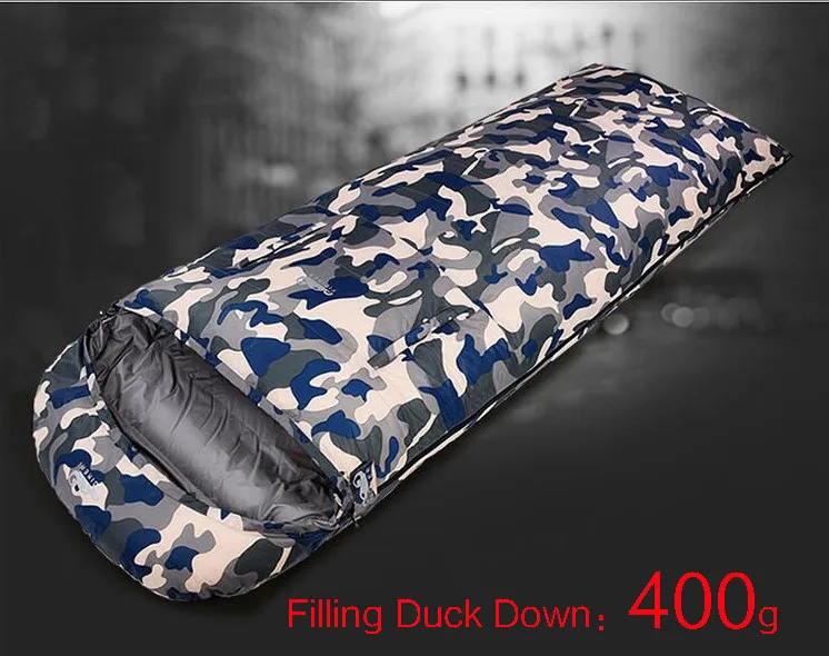 Военный Спальный мешок для кемпинга Сверхлегкий военно-морское армейское вниз переносной спальный мешок на утином пуху 600 800 1000 1200 конверт из водонепроницаемого материала - Цвет: 400g