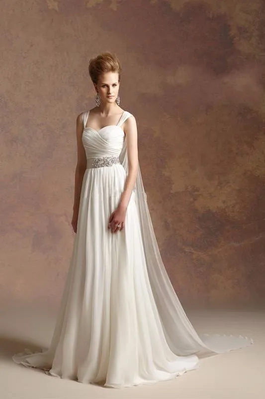 2019 Hot Sale Greek Goddess A Line Chiffon Beach Wedding Dresses