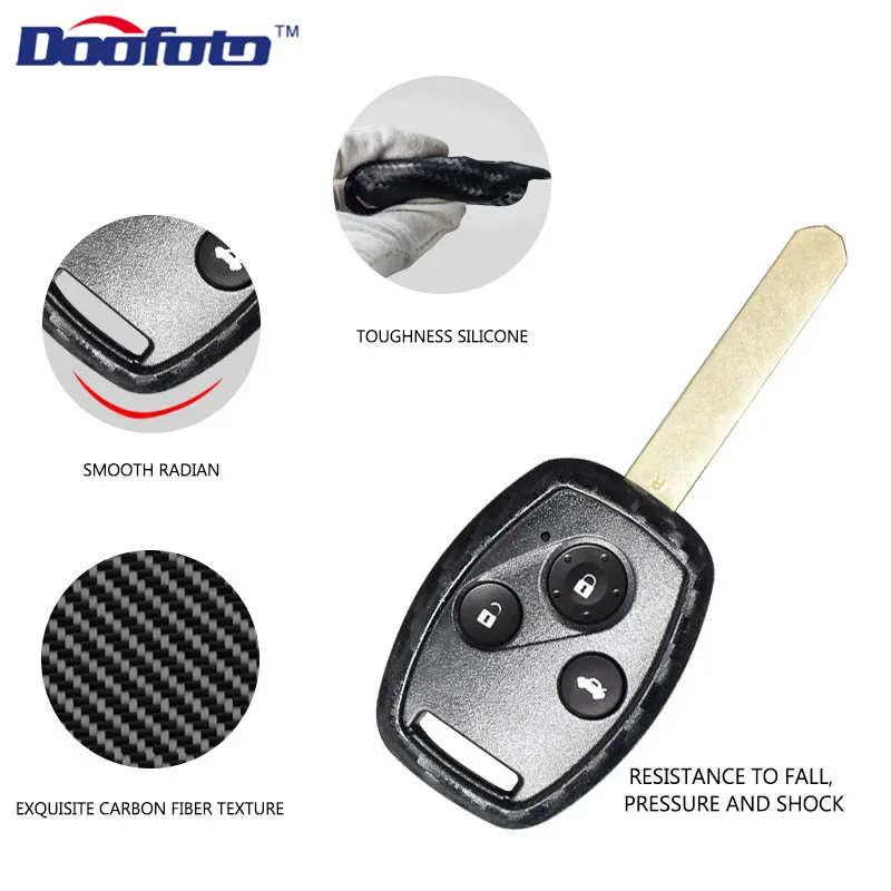 Doofoto 2 3 кнопки умный ключ крышка для Honda Accord для CRV Civic Jazz Insight автомобильный Стайлинг углеродного волокна зерна Силиконовые наклейки