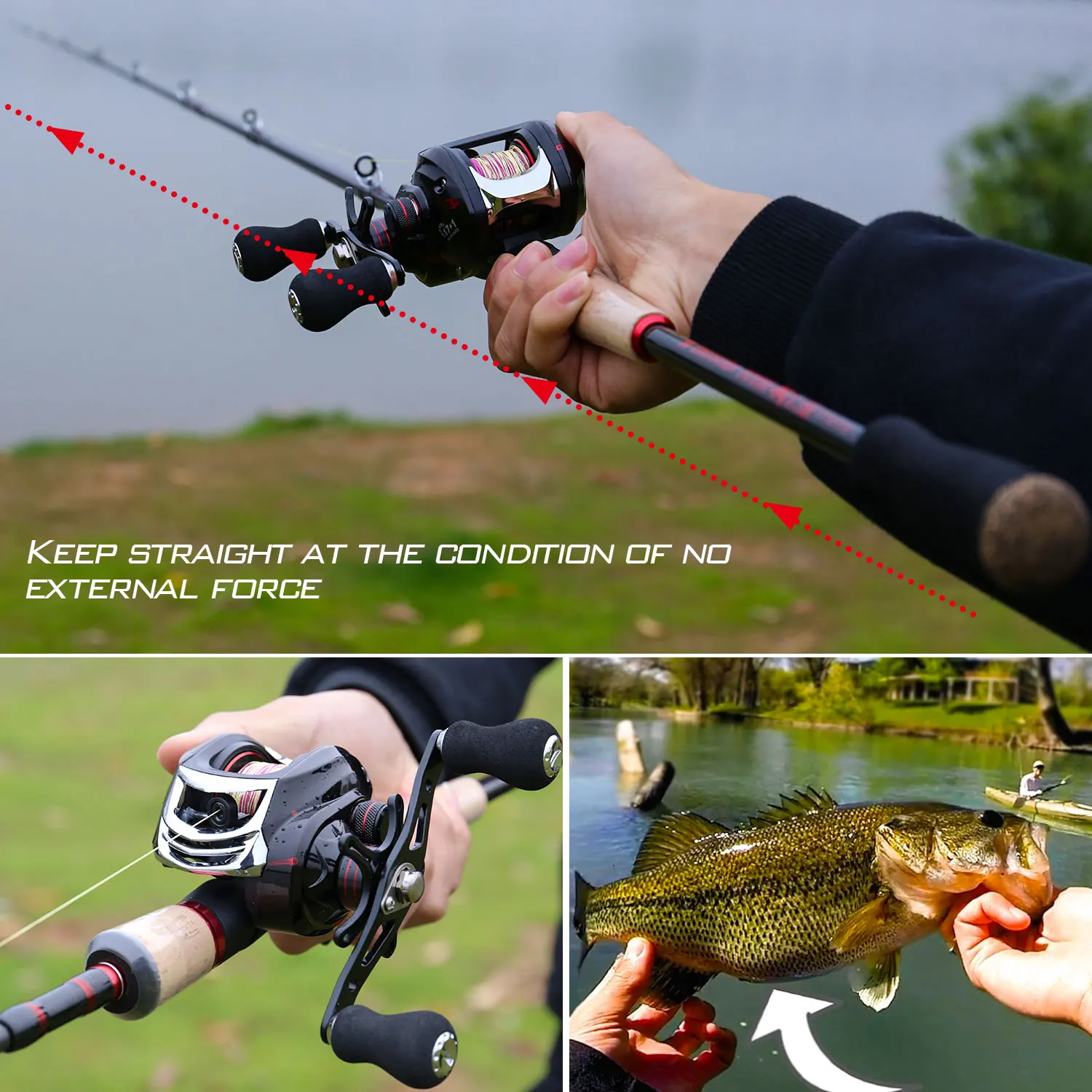 Sougayilang Fishing Rod Reel Combos - 4-pieces M Power Casting Fishing Rod Pole and 17+1BB Baitcasting Reel Kit Tackle Tools Set