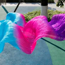 Новая мода 180 см длинный танец живота шелковая вуаль с Fan100% шелковые вуали вентиляторы Бирюза+ Роза+ фиолетовый