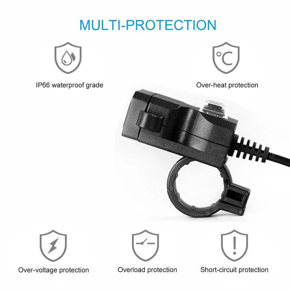 Двойной USB порт крепления зарядное устройство водонепроницаемый разъем для телефона мотоцикл питание мото аксессуары мотоцикл 9-90 в