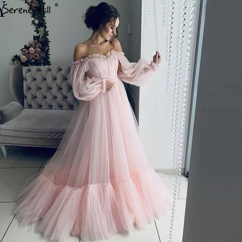 Satin Evening Dresses 2023 Long Puff Sleeves Square Collar Simple Prom Gowns  Modern Mermaid Robes De Soirée Custom Mad Color champagne US Size 12