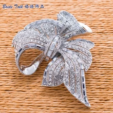 Bowknot Brooch Wedding Bouquet Bow Broach Pins Rhinestone Brooches Crystals Women Jewelry Bridal Accessories Free Shipping