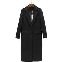 Осенние новые черные кашемировое шерстяное пальто и длинные секции тонкие шерстяные пальто женские зимние