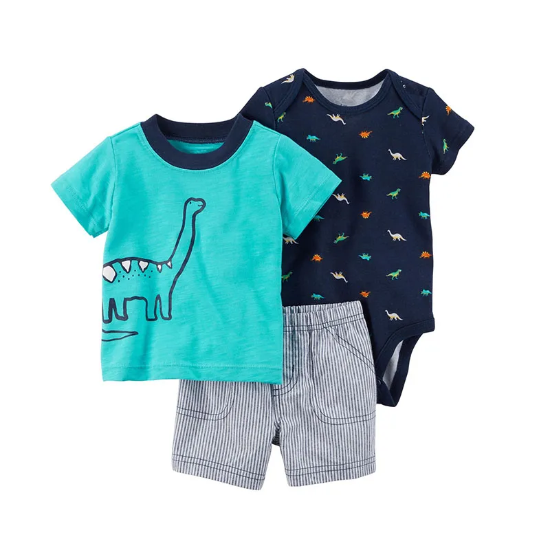 

New arrive toddler baby boy summer clothing set kids boy clothes set bodysuit + T shirt + shorts baby boy clothing newborn cloth