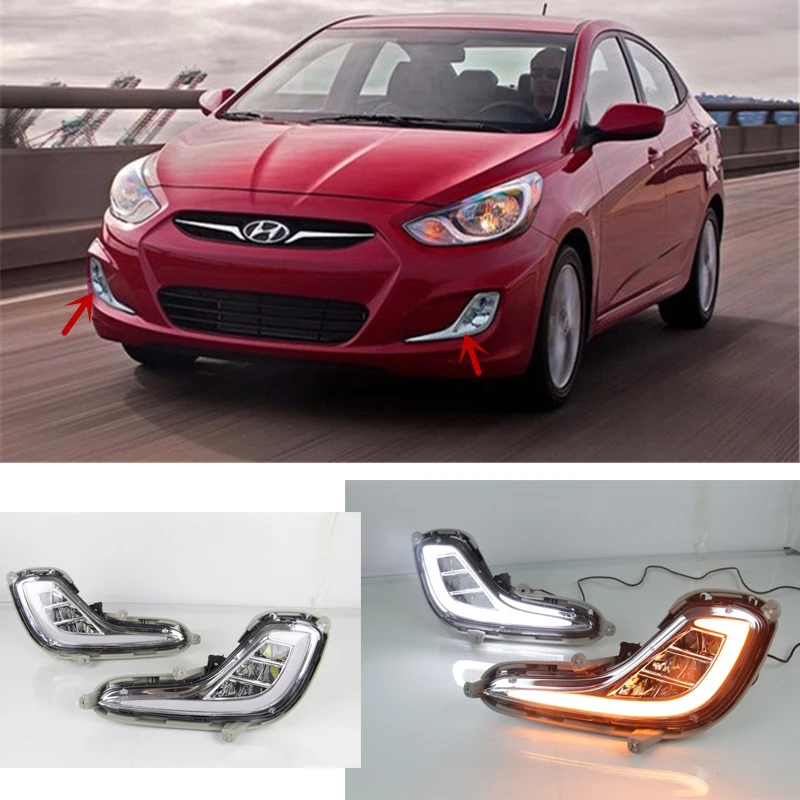 12V Car LED DRL Daytime Running Light Fog Lamp Driving Light With Turn Signal For Hyundai Accent Hyundai Solaris 2012 2013 12V Car LED DRL Daytime Running Light Fog Lamp Driving Light With Turn Signal For Hyundai Accent Hyundai Solaris 2012 2013