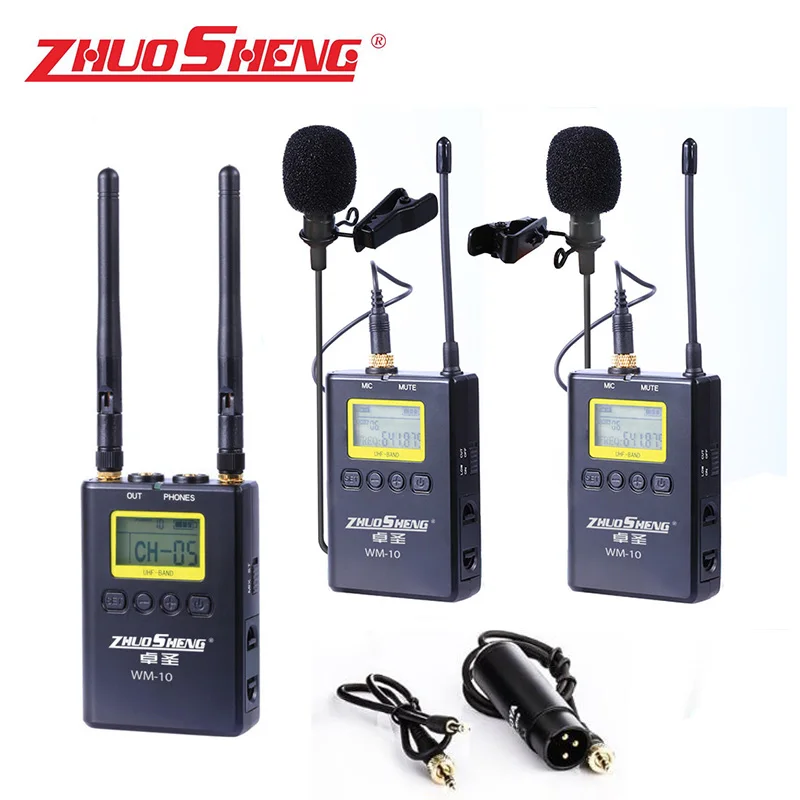 ZhuoSheng WM10 uhf lapel Wireless Mic Video Camera Microphone